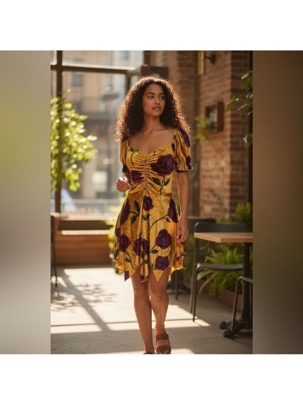 Current Mood Chasin’ Rainbows Floral Velvet Mini Dress NWT Size Small